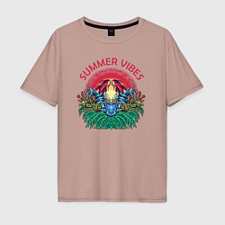 Футболка оверсайз мужская Summer vibes Летнее настроение, цвет: пыльно-розовый
