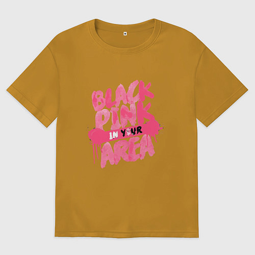 Мужская футболка оверсайз Блэкпинк новый / Горчичный – фото 1