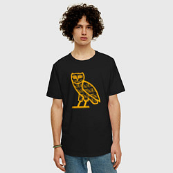 Футболка оверсайз мужская Drake сова, цвет: черный — фото 2