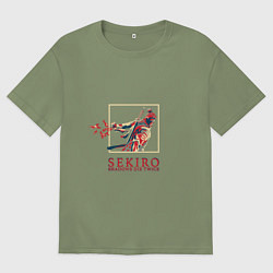 Футболка оверсайз мужская Sekiro Однорукий волк, цвет: авокадо
