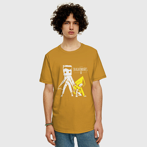 Мужская футболка оверсайз Эмблема Little Nightmares 2 / Горчичный – фото 3