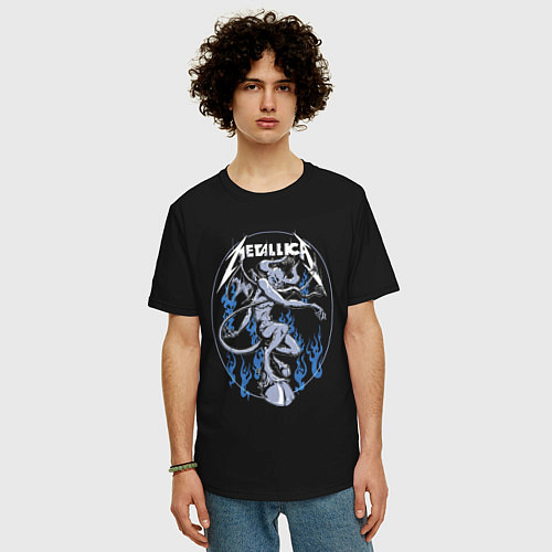 Мужская футболка оверсайз Metallica Thrash metal Damn / Черный – фото 3