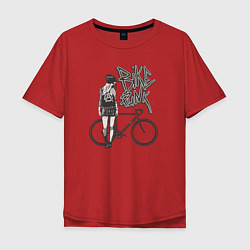 Футболка оверсайз мужская Bike punk girl, цвет: красный