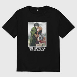 Футболка оверсайз мужская Наофуми и Рафталия, цвет: черный