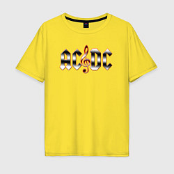 Футболка оверсайз мужская AC DC metallic fire, цвет: желтый