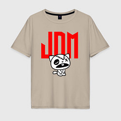 Футболка оверсайз мужская JDM Kitten-Zombie Japan, цвет: миндальный