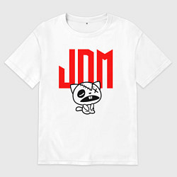 Футболка оверсайз мужская JDM Kitten-Zombie Japan, цвет: белый