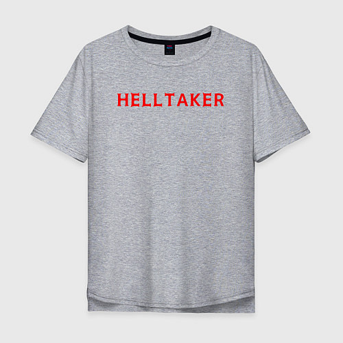 Мужская футболка оверсайз Helltaker logo / Меланж – фото 1