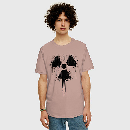 Мужская футболка оверсайз Атомный символ / Пыльно-розовый – фото 3
