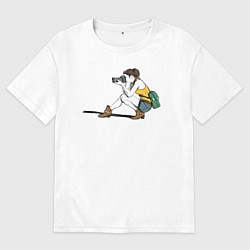 Футболка оверсайз мужская Девушка фотограф за работой, цвет: белый