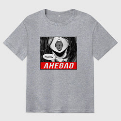 Футболка оверсайз мужская Девушка с открытым ртом Ahegao, цвет: меланж