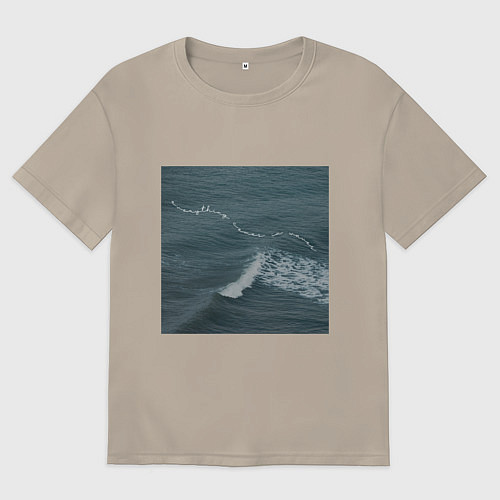 Мужская футболка оверсайз Everything comes in waves / Миндальный – фото 1