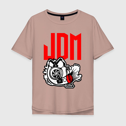 Мужская футболка оверсайз JDM Japan Engine / Пыльно-розовый – фото 1
