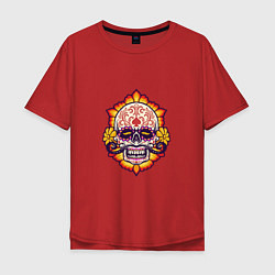 Футболка оверсайз мужская Poker Skull, цвет: красный