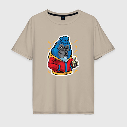 Мужская футболка оверсайз Синяя горилла с бананами APE / Миндальный – фото 1