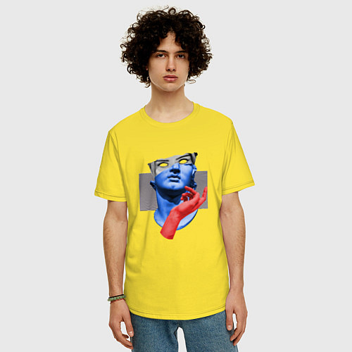 Мужская футболка оверсайз Vaporwave Art Statue Collage / Желтый – фото 3