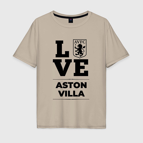 Мужская футболка оверсайз Aston Villa Love Классика / Миндальный – фото 1