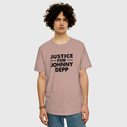 Футболка оверсайз мужская Справедливость для Джонни Деппа, цвет: пыльно-розовый — фото 2