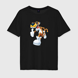 Футболка оверсайз мужская Cool tiger Сartoon, цвет: черный