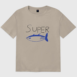 Футболка оверсайз мужская Super tuna jin, цвет: миндальный