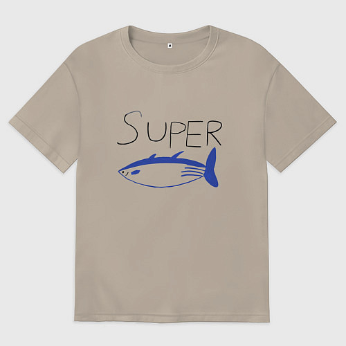 Мужская футболка оверсайз Super tuna jin / Миндальный – фото 1