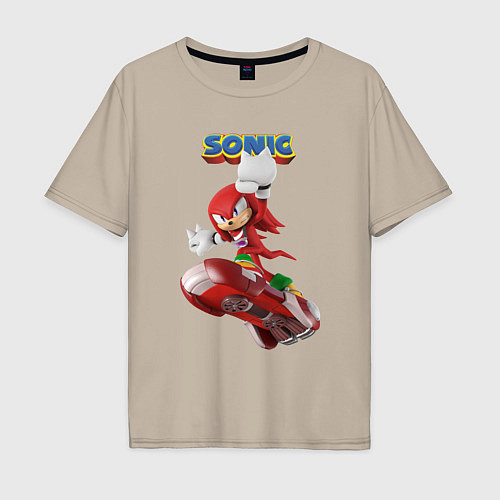 Мужская футболка оверсайз Knuckles Echidna Sonic Video game Ехидна Наклз Вид / Миндальный – фото 1