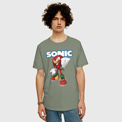 Футболка оверсайз мужская Knuckles Echidna Sonic Video game Ехидна Наклз Вид, цвет: авокадо — фото 2
