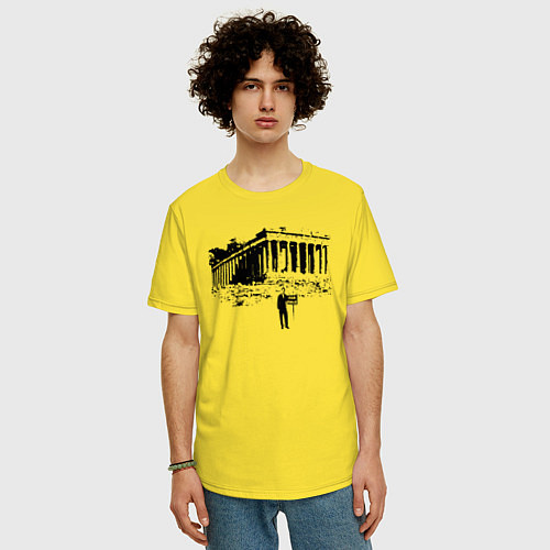 Мужская футболка оверсайз Кризис довел до продажи архитектуры / Желтый – фото 3
