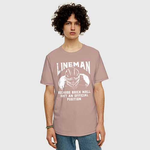 Мужская футболка оверсайз Лайнмен / Пыльно-розовый – фото 3