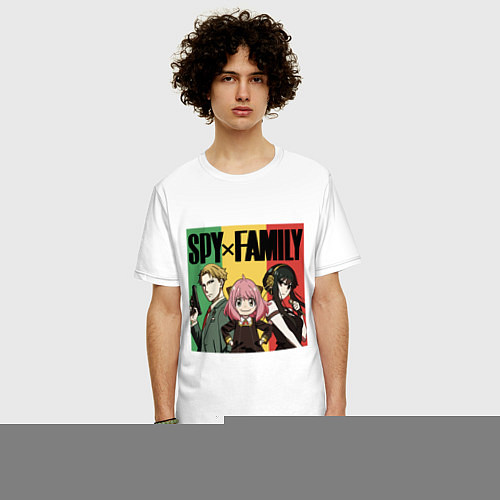 Мужская футболка оверсайз Семья шпиона на цветном фоне Spy x Family / Белый – фото 3