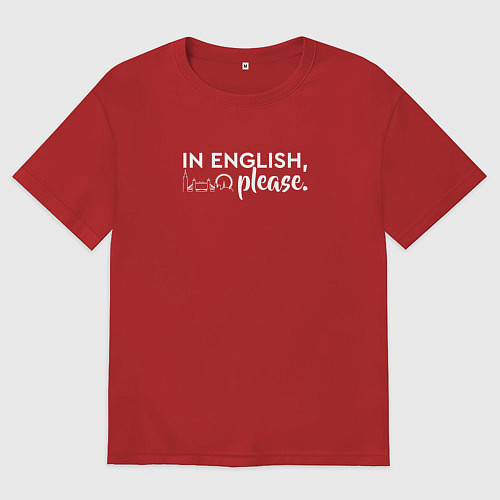 Мужская футболка оверсайз In English, please / Красный – фото 1