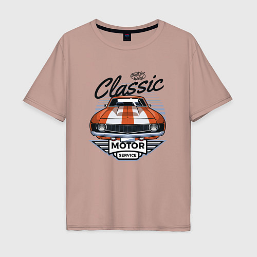 Мужская футболка оверсайз Classic motor sport / Пыльно-розовый – фото 1