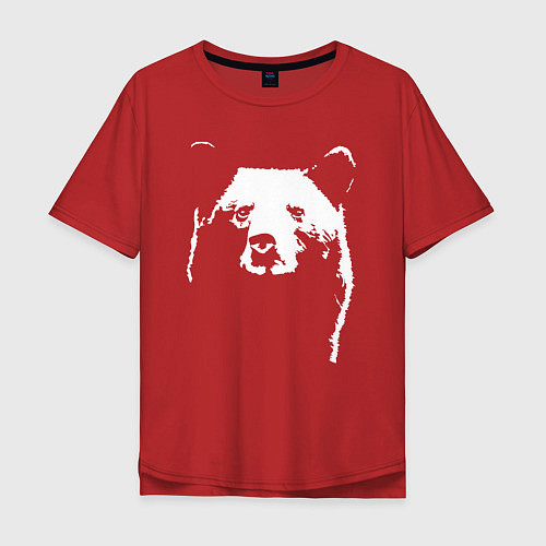 Мужская футболка оверсайз Медвежий лик / Красный – фото 1
