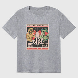 Футболка оверсайз мужская Биткоин против доллара Афиша Dollar vs Bitcoin, цвет: меланж