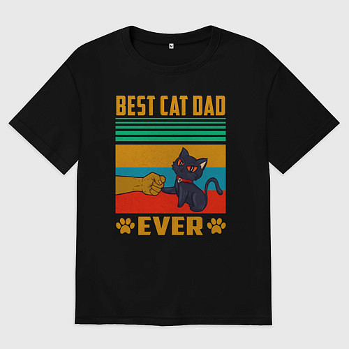 Мужская футболка оверсайз Лучший кошачий батя на свете / Черный – фото 1
