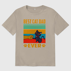 Футболка оверсайз мужская Лучший кошачий батя на свете, цвет: миндальный