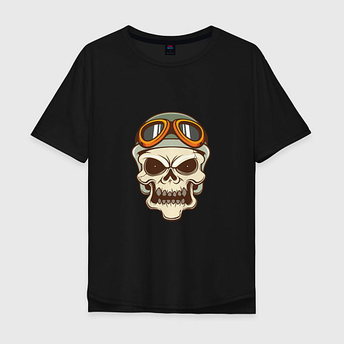 Мужская футболка оверсайз Biker - Skull / Черный – фото 1