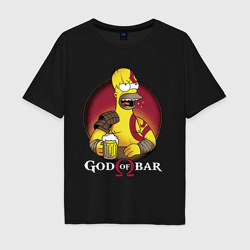 Мужская футболка оверсайз Homer god of bar / Черный – фото 1