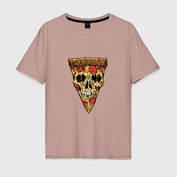 Футболка оверсайз мужская Pizza - Skull, цвет: пыльно-розовый