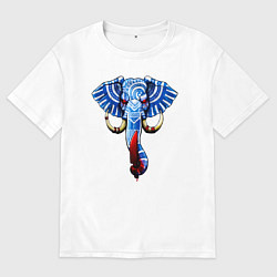 Футболка оверсайз мужская Слон с тесаком, цвет: белый