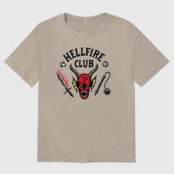 Футболка оверсайз мужская Hellfire Club Stranger Things 4, цвет: миндальный