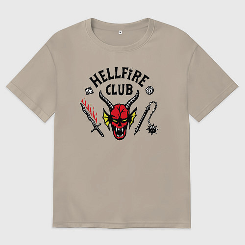 Мужская футболка оверсайз Hellfire Club Stranger Things 4 / Миндальный – фото 1