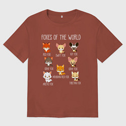 Футболка оверсайз мужская Лисы Мира, цвет: кирпичный