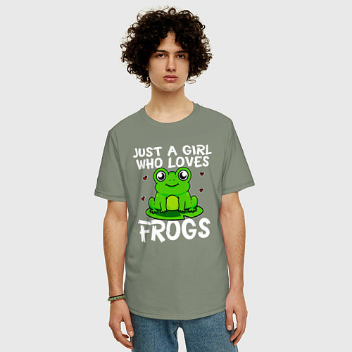 Мужская футболка оверсайз Просто девушка, которая любит лягушек / Авокадо – фото 3