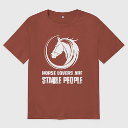 Футболка оверсайз мужская Любители лошадей стойкие люди, цвет: кирпичный