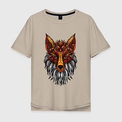 Мужская футболка оверсайз Лиса в стиле Мандала Mandala Fox