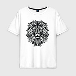 Футболка оверсайз мужская Лев в стиле Мандала Mandala Lion, цвет: белый