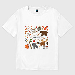 Футболка оверсайз мужская SET OF FOREST ANIMALS, цвет: белый