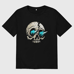 Футболка оверсайз мужская Молнии из глазниц черепа Lightning from the eye so, цвет: черный