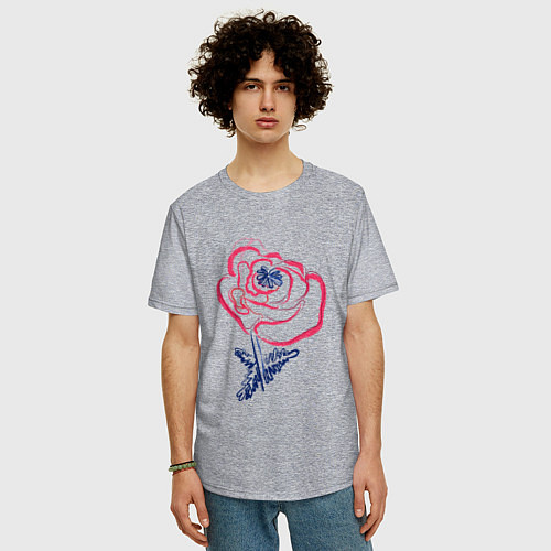 Мужская футболка оверсайз Мак, контурный рисунок, фактурная линия / Меланж – фото 3